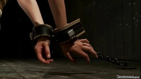 Petite slave is pinned against the wall